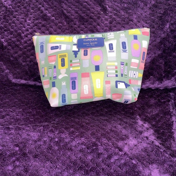Clinique Kate Spade Cosmetic Bag NWOT Green - Picture 1 of 5